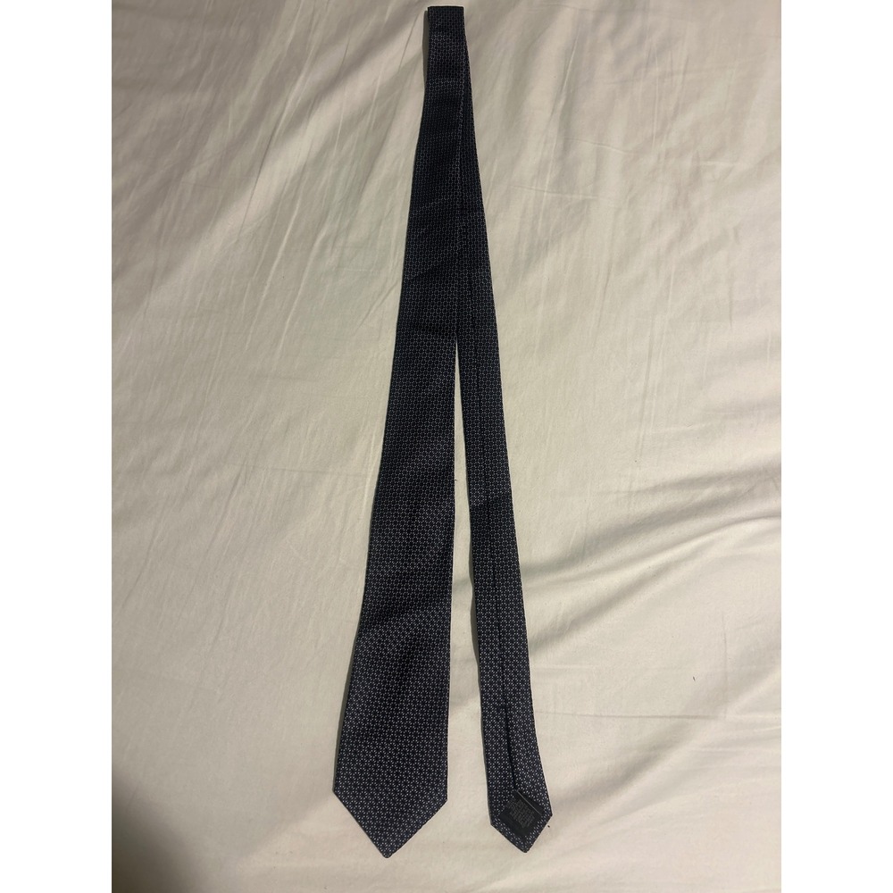John Varvatos USA Mens Navy Blue Silk Blend Micro Geometric Textured Tie Italy